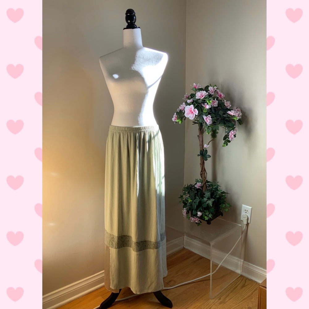 Olive Green MaxinSkirt With Silk Patchwork